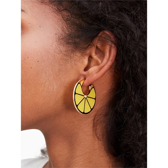 KATE SPADE • Tutti Fruity Lemon Slices Hoop Earrings - Picture 2 of 5